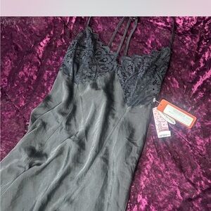 Elegant Black Lace Slip Dress night gown